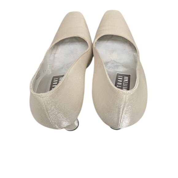 Stuart Weitzman Shimmer Champagne Womens 3" Heels -Size 8C Satin High Heels - Picture 2 of 14